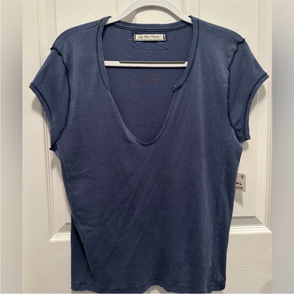 NWT Free People Deep V tee shirt . Size XL
